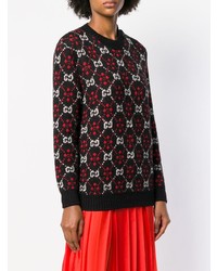 schwarzer bedruckter Pullover mit einem Rundhalsausschnitt von Gucci