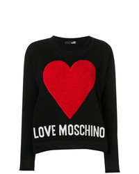 schwarzer bedruckter Pullover mit einem Rundhalsausschnitt von Love Moschino
