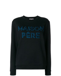 schwarzer bedruckter Pullover mit einem Rundhalsausschnitt von Maison Père