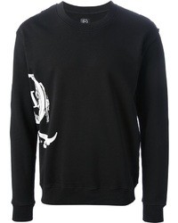 schwarzer bedruckter Pullover mit einem Rundhalsausschnitt von McQ by Alexander McQueen