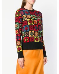 schwarzer bedruckter Pullover mit einem Rundhalsausschnitt von Etro