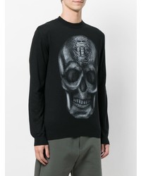 schwarzer bedruckter Pullover mit einem Rundhalsausschnitt von Philipp Plein