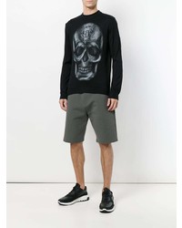 schwarzer bedruckter Pullover mit einem Rundhalsausschnitt von Philipp Plein