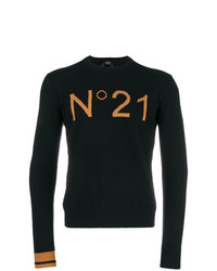 schwarzer bedruckter Pullover mit einem Rundhalsausschnitt von N°21