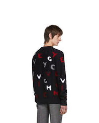 schwarzer bedruckter Pullover mit einem Rundhalsausschnitt von Givenchy