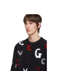 schwarzer bedruckter Pullover mit einem Rundhalsausschnitt von Givenchy