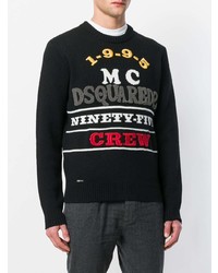 schwarzer bedruckter Pullover mit einem Rundhalsausschnitt von DSQUARED2