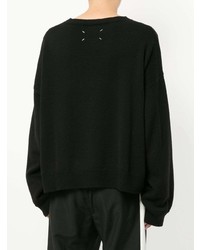 schwarzer bedruckter Pullover mit einem Rundhalsausschnitt von Maison Margiela