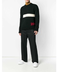 schwarzer bedruckter Pullover mit einem Rundhalsausschnitt von Calvin Klein 205W39nyc