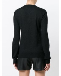 schwarzer bedruckter Pullover mit einem Rundhalsausschnitt von Saint Laurent