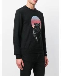 schwarzer bedruckter Pullover mit einem Rundhalsausschnitt von Saint Laurent