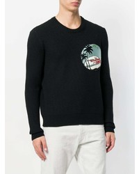 schwarzer bedruckter Pullover mit einem Rundhalsausschnitt von Saint Laurent