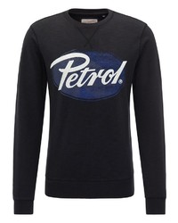 schwarzer bedruckter Pullover mit einem Rundhalsausschnitt von Petrol Industries