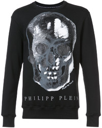 schwarzer bedruckter Pullover mit einem Rundhalsausschnitt von Philipp Plein