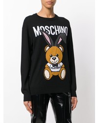 schwarzer bedruckter Pullover mit einem Rundhalsausschnitt von Moschino