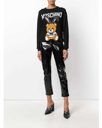 schwarzer bedruckter Pullover mit einem Rundhalsausschnitt von Moschino