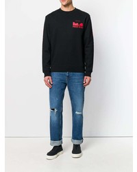 schwarzer bedruckter Pullover mit einem Rundhalsausschnitt von McQ Alexander McQueen