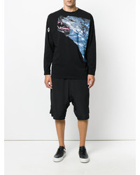 schwarzer bedruckter Pullover mit einem Rundhalsausschnitt von Marcelo Burlon County of Milan