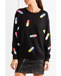 schwarzer bedruckter Pullover mit einem Rundhalsausschnitt von Moschino