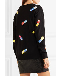 schwarzer bedruckter Pullover mit einem Rundhalsausschnitt von Moschino