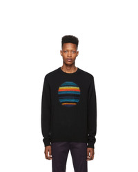 schwarzer bedruckter Pullover mit einem Rundhalsausschnitt von Ps By Paul Smith