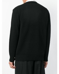 schwarzer bedruckter Pullover mit einem Rundhalsausschnitt von Junya Watanabe MAN