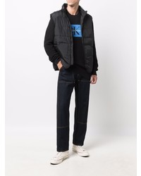 schwarzer bedruckter Pullover mit einem Rundhalsausschnitt von Calvin Klein Jeans