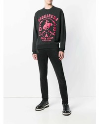 schwarzer bedruckter Pullover mit einem Rundhalsausschnitt von DSQUARED2