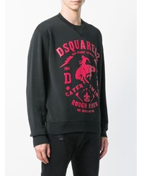 schwarzer bedruckter Pullover mit einem Rundhalsausschnitt von DSQUARED2