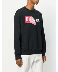 schwarzer bedruckter Pullover mit einem Rundhalsausschnitt von Diesel