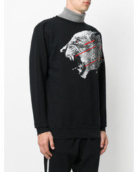 schwarzer bedruckter Pullover mit einem Rundhalsausschnitt von Marcelo Burlon County of Milan