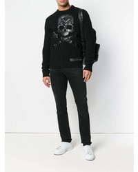 schwarzer bedruckter Pullover mit einem Rundhalsausschnitt von Philipp Plein