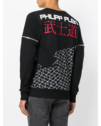 schwarzer bedruckter Pullover mit einem Rundhalsausschnitt von Philipp Plein