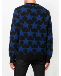 schwarzer bedruckter Pullover mit einem Rundhalsausschnitt von Just Cavalli