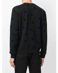 schwarzer bedruckter Pullover mit einem Rundhalsausschnitt von McQ Alexander McQueen