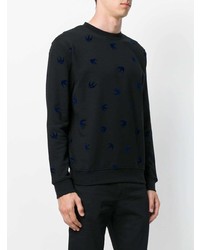 schwarzer bedruckter Pullover mit einem Rundhalsausschnitt von McQ Alexander McQueen