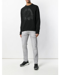 schwarzer bedruckter Pullover mit einem Rundhalsausschnitt von Versace Jeans