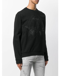 schwarzer bedruckter Pullover mit einem Rundhalsausschnitt von Versace Jeans