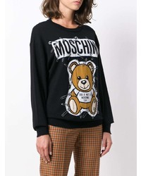 schwarzer bedruckter Pullover mit einem Rundhalsausschnitt von Moschino