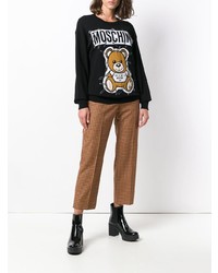 schwarzer bedruckter Pullover mit einem Rundhalsausschnitt von Moschino