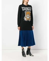 schwarzer bedruckter Pullover mit einem Rundhalsausschnitt von Moschino