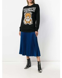 schwarzer bedruckter Pullover mit einem Rundhalsausschnitt von Moschino