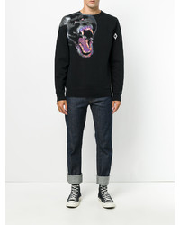 schwarzer bedruckter Pullover mit einem Rundhalsausschnitt von Marcelo Burlon County of Milan