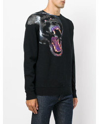 schwarzer bedruckter Pullover mit einem Rundhalsausschnitt von Marcelo Burlon County of Milan