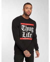 schwarzer bedruckter Pullover mit einem Rundhalsausschnitt von Thug Life