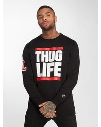 schwarzer bedruckter Pullover mit einem Rundhalsausschnitt von Thug Life