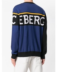 schwarzer bedruckter Pullover mit einem Rundhalsausschnitt von Iceberg