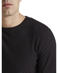 schwarzer bedruckter Pullover mit einem Rundhalsausschnitt von Tom Tailor