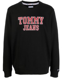 schwarzer bedruckter Pullover mit einem Rundhalsausschnitt von Tommy Jeans