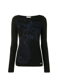 schwarzer bedruckter Pullover mit einem Rundhalsausschnitt von Versace Collection